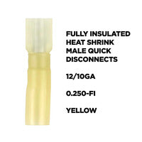 Install Bay Heat Shrink Yellow Male Quick Disconnects 12-10 Gauge .250 - HSYMFI