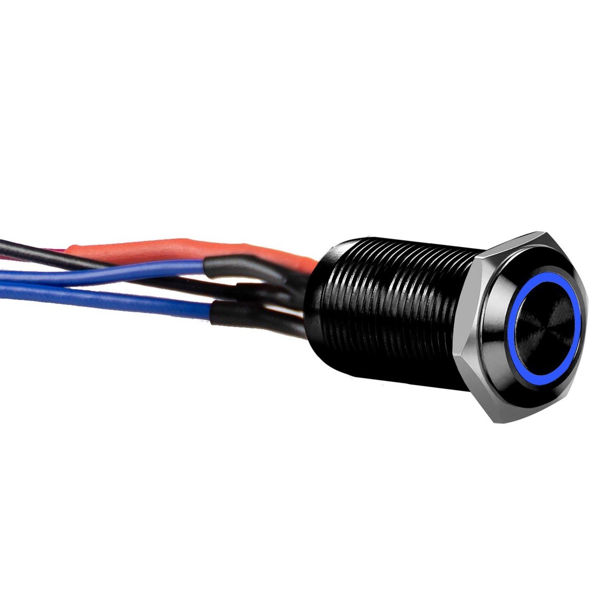 Install Bay Black 12MM Round Illuminated Latching Switch Blue Qty 2 - LB12B-2