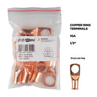 Install Bay Uninsulated Ring Terminal 1 Gauge 1/2 inch Copper -10 Pack - CUR112