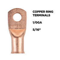 Install Bay Copper Uninsulated Ring Terminal 1/0 Gauge 5/16 inch - CUR10516
