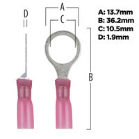 Install Bay Heat Shrink Red Ring Terminal 22-18 Gauge 3/8 inch - HSRRT38
