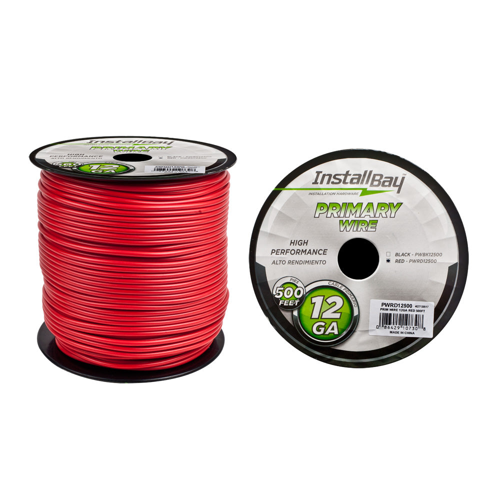 Install Bay Primary Wire 12 Gauge All Copper Red Coil - 500 ft - PWRD12500