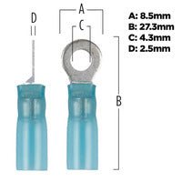 Install Bay Heat Shrink Blue Ring Terminal 16-14 Gauge #8 - HSBRT8