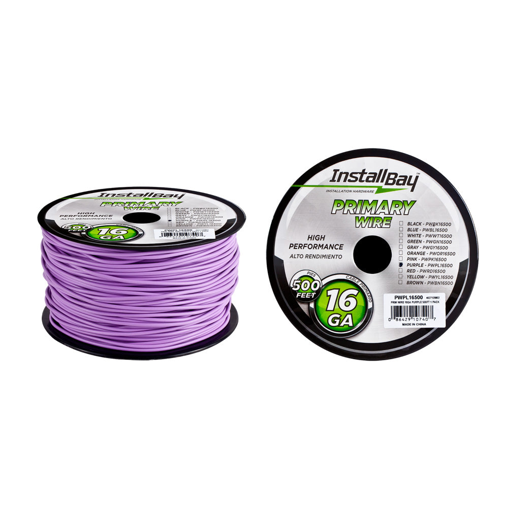 Install Bay Primary Wire 16 Gauge All Copper Purple Coil - 500 ft - PWPL16500