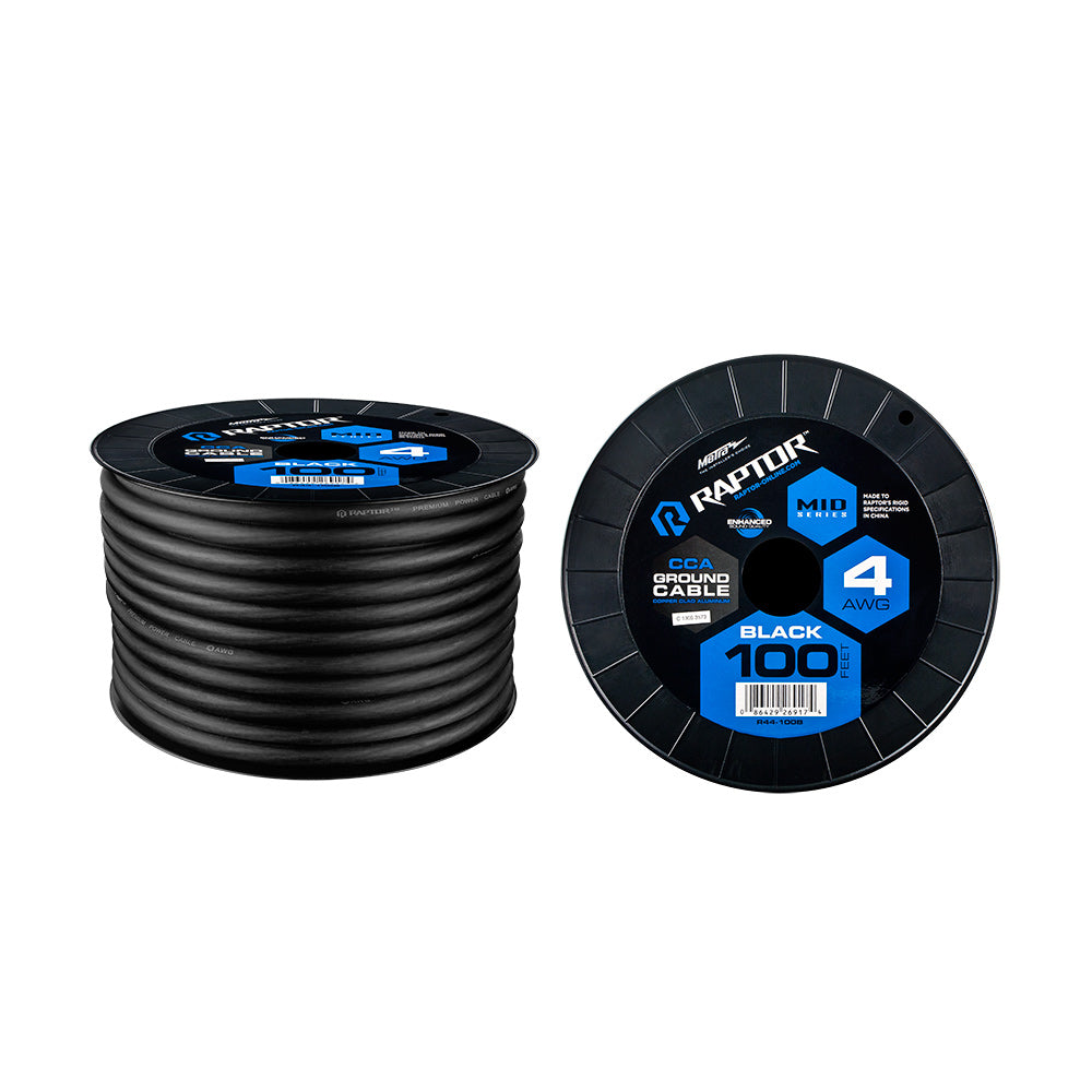 Raptor R4 Mid Series CCA Power Cable | 4 AWG | 100 ft. | Black - R4BK4-100