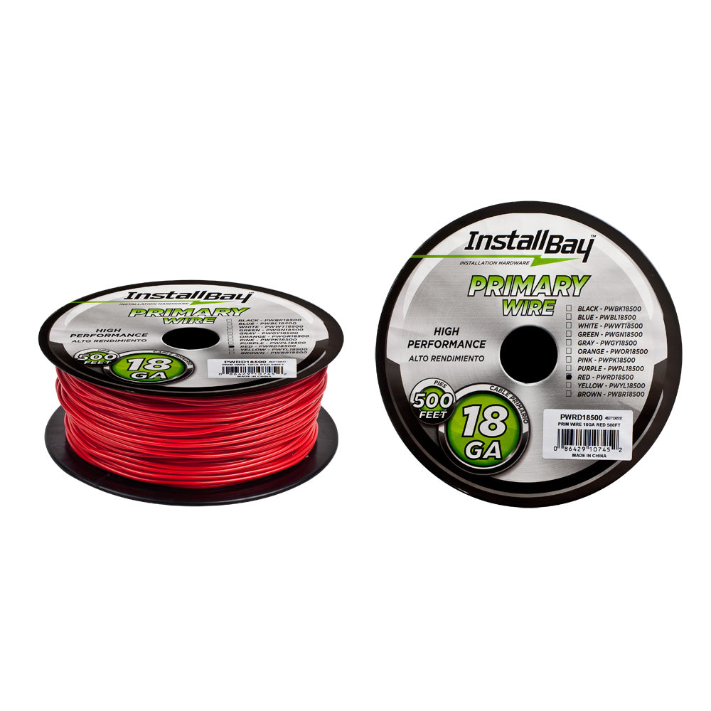 Install Bay Primary Wire 18 Gauge All Copper Red Coil - 500 ft - PWRD18500