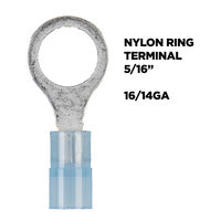 Install Bay Blue Nylon Ring Terminal 16-14 Gauge 5/16 in - Pack of 100 - BNRT516