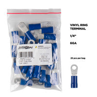 Install Bay Blue Vinyl Ring Terminal 6 Gauge 1/4 Inch - Package of 25 - BVRT614
