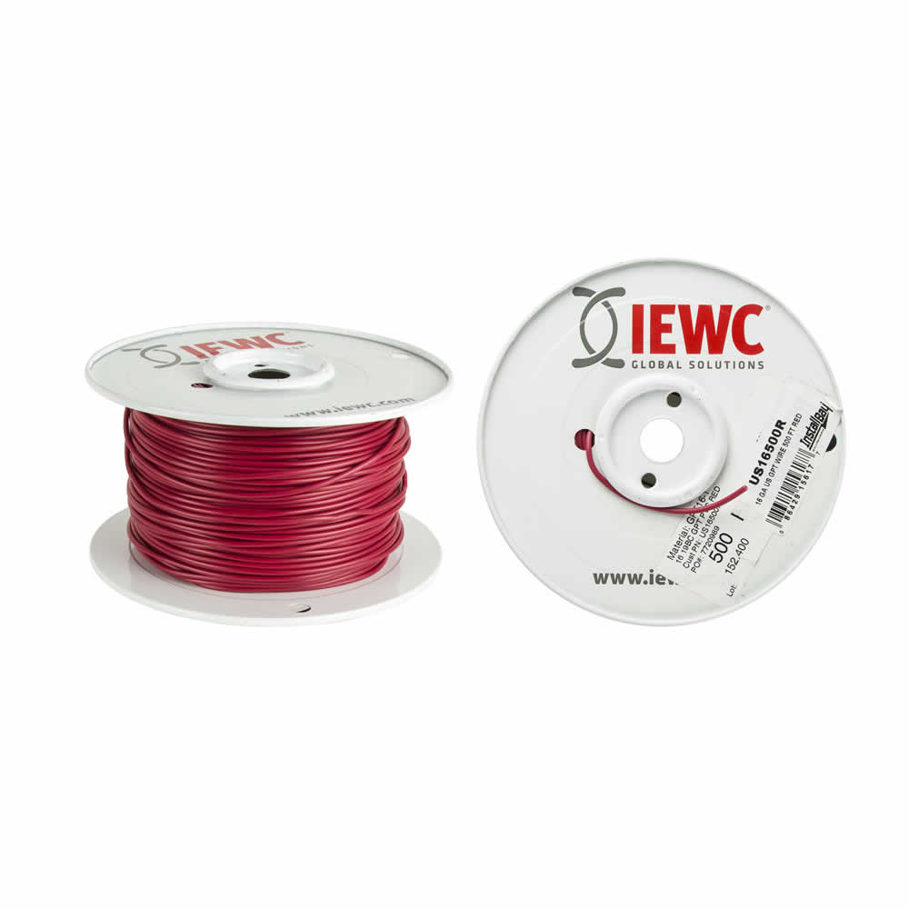 Install Bay 16 GA US GPT ALL COPPER PRIMARY WIRE RED - Coil of 500 FT - US16500R