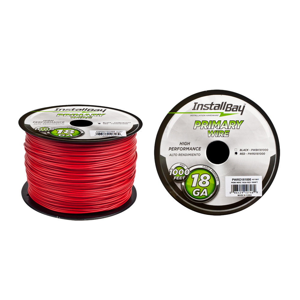 Install Bay Primary Wire 18 Gauge All Copper Red Coil - 1000 ft - PWRD181000