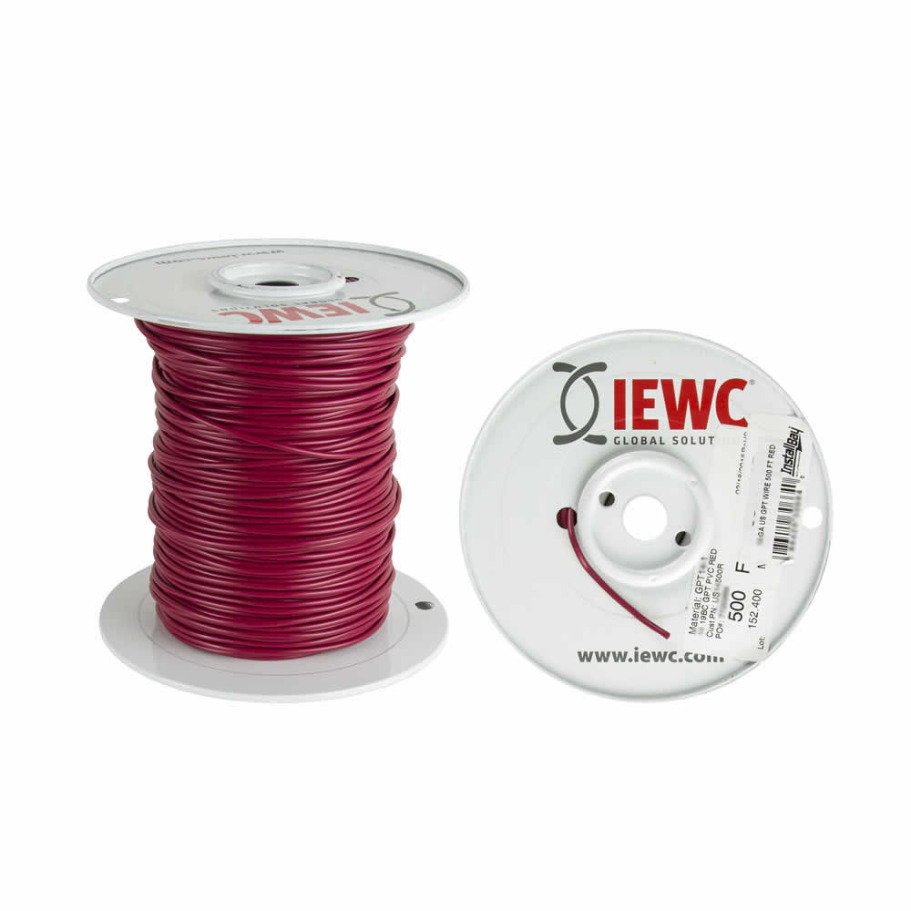 Install Bay 12 GA US GPT ALL COPPER PRIMARY WIRE RED - Coil of 500 FT - US12500R