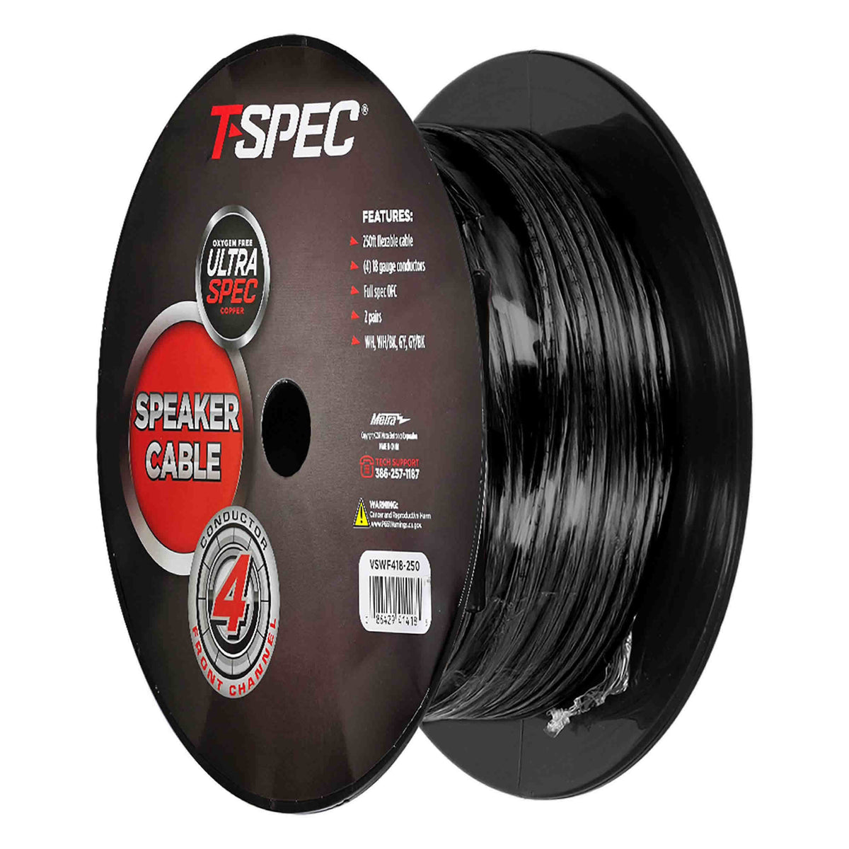 T-Spec Front Channel Speaker Cable | 4 Conductor | 18GA | 250 ft. - VSWF418-250