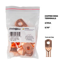 Install Bay Copper Uninsulated Ring Terminal 2/0 Gauge 5/16 inch - CUR20516