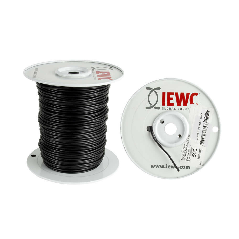 Install Bay 18 GA US GPT ALL COPPER PRIMARY WIRE BLACK - Coil of 500 FT - US18500BK
