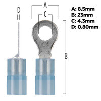 Install Bay Blue Nylon Ring Terminal 16-14 Gauge #8 - Package of 100 - BNRT8