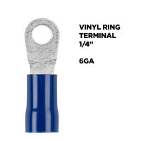 Install Bay Blue Vinyl Ring Terminal 6 Gauge 1/4 Inch - Package of 25 - BVRT614