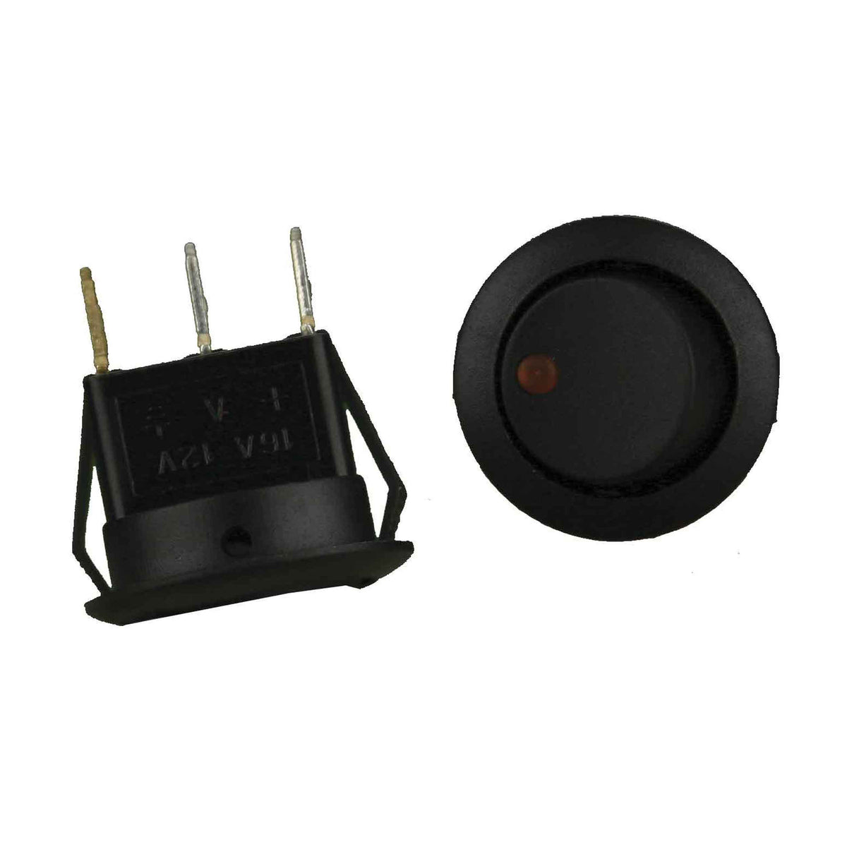 Install Bay Round Rocker Switch Orange Led No Leads 20amp - Pack of 5 - IBRRSO
