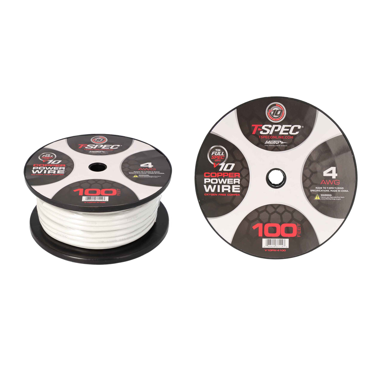 T-Spec V10 OFC Tinned Power Wire | 4 AWG | 100 ft. | Pearl - V10PW-4100