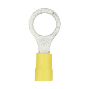 Install Bay Yellow Vinyl Ring Terminal 12-10 Gauge 3/8 in Package of 100 - YVRT38
