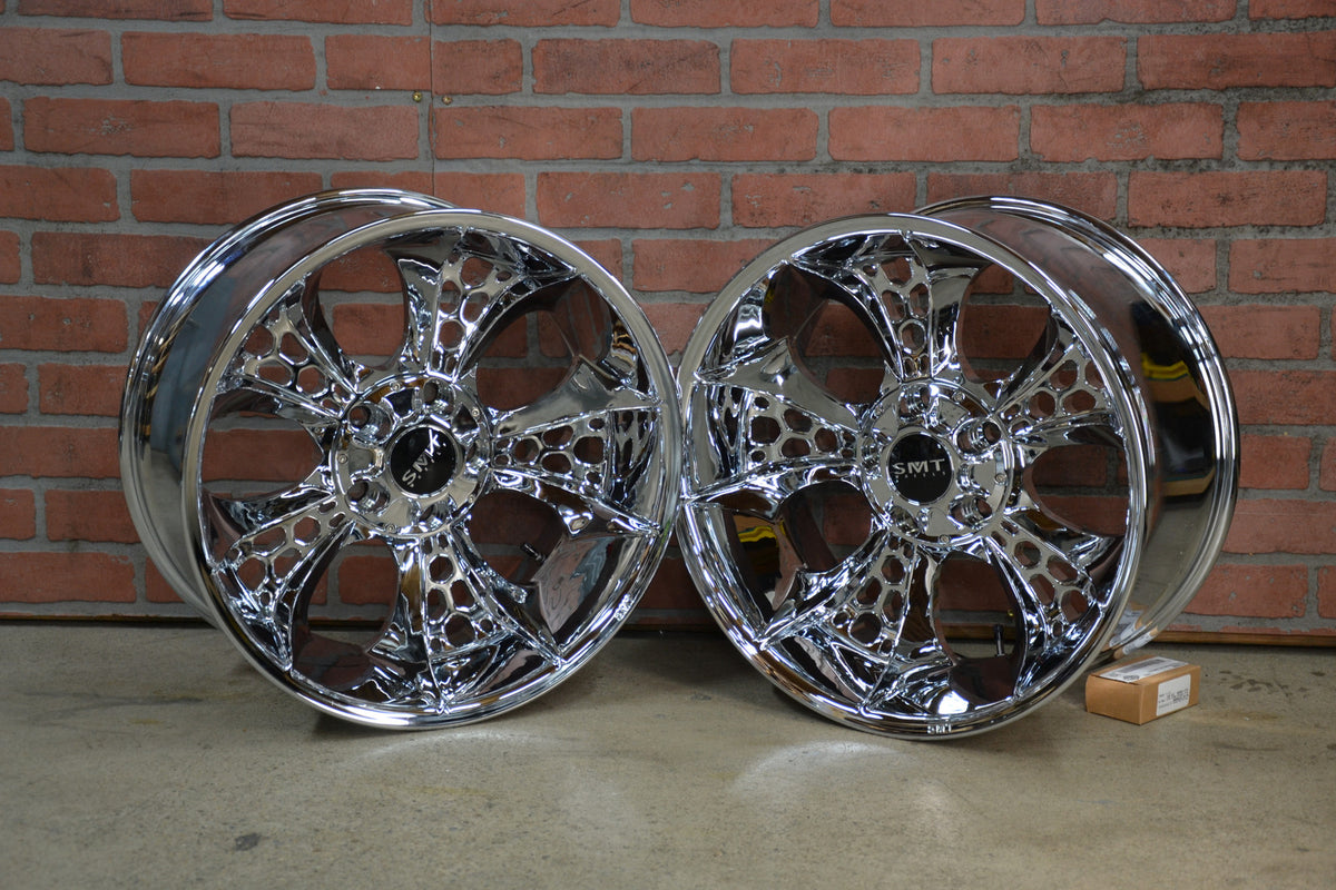 18X8.5" CHROME 3D HIVE TRIKE SET (CUSTOM TRIKES, 5X4.75" BOLT PATTERN).