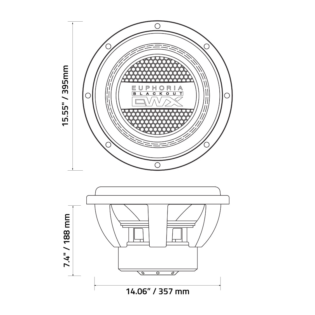 Euphoria EWXB15D2 : 15" Dual 2-Ohm Subwoofer Black Out Edition