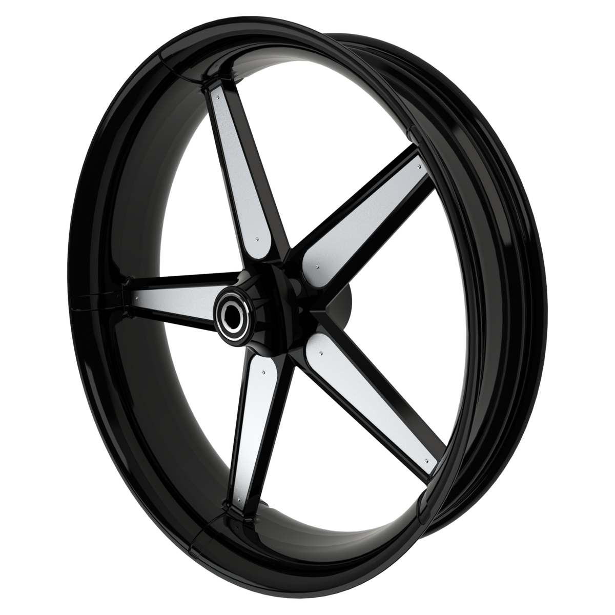 GT1 Bulldog Fat Tire Black Wheels with Chrome Aluminum Insert