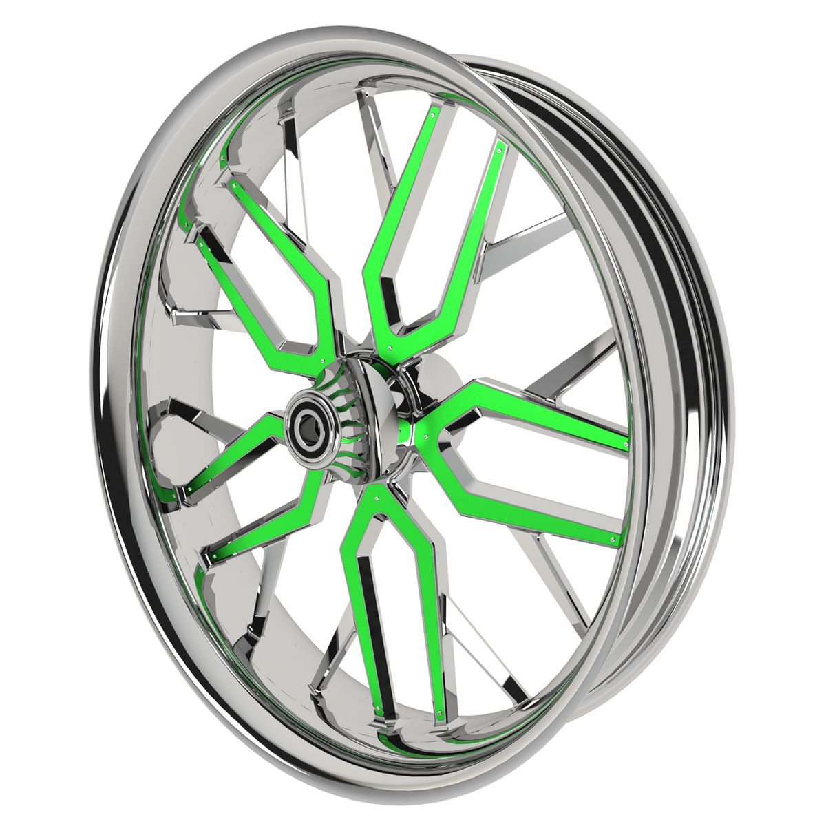 GT4 Indian Chrome Wheels with green insert