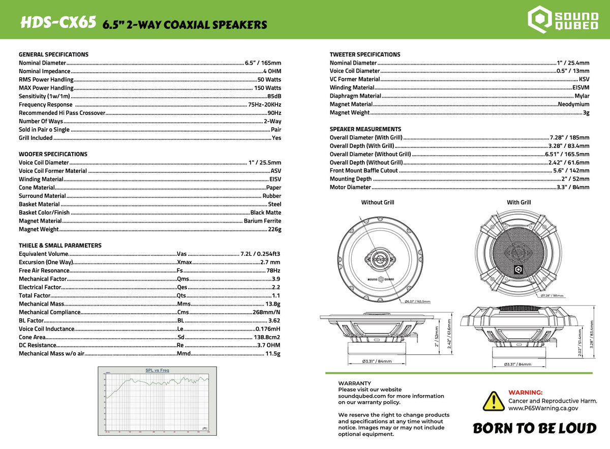 SoundQubed HDS Series 6.5" Coaxial 2-way Speakers (Pair)