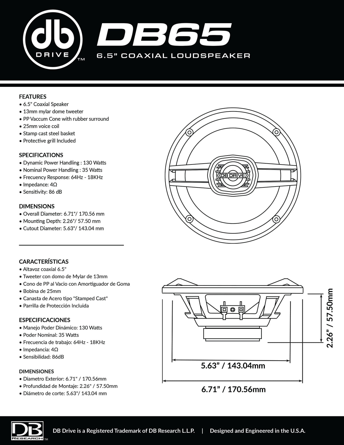 DB Drive DB65 : 6.5" 2-Way Loudspeaker (1 Pair)