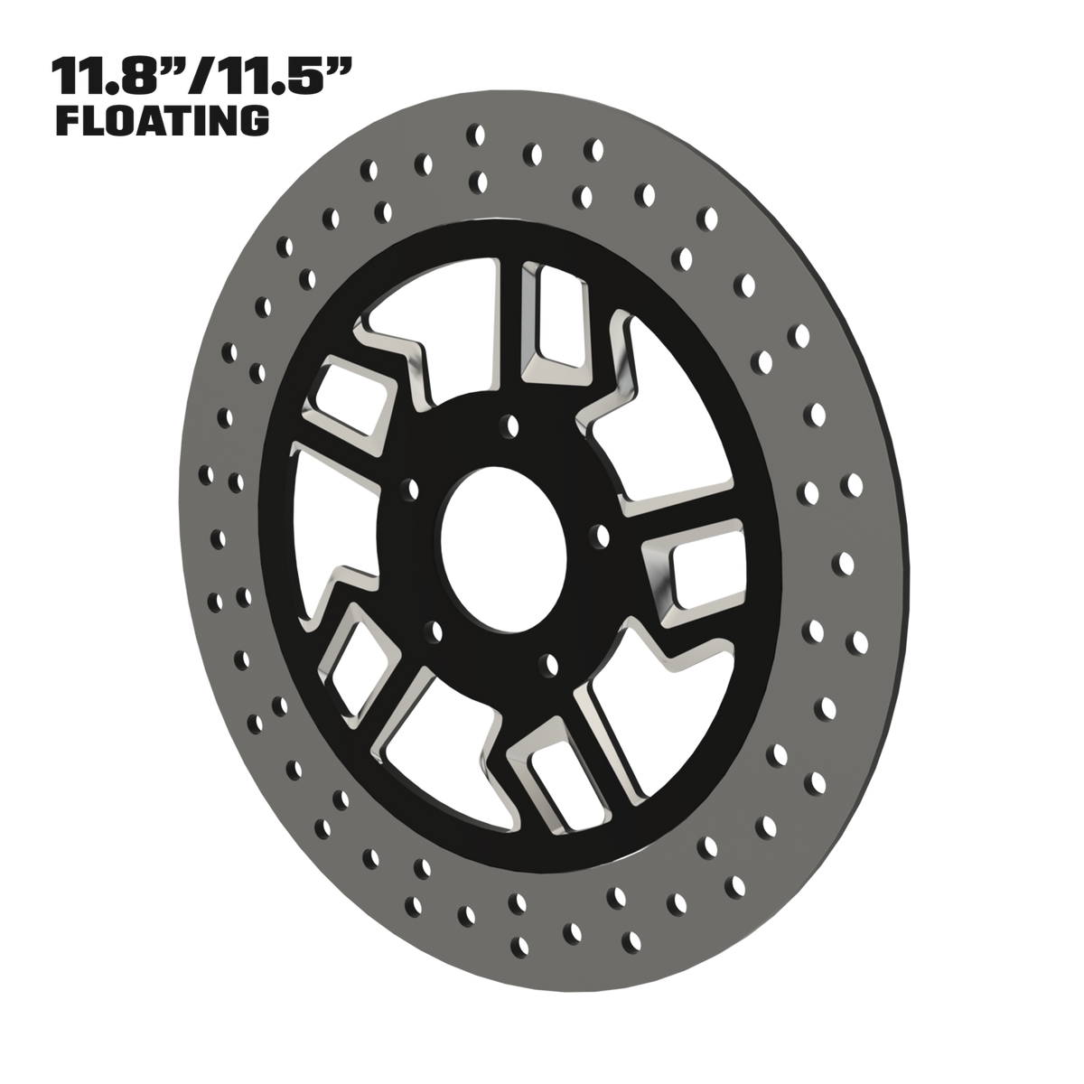 Kryptec 11" floating rotor in black double cut