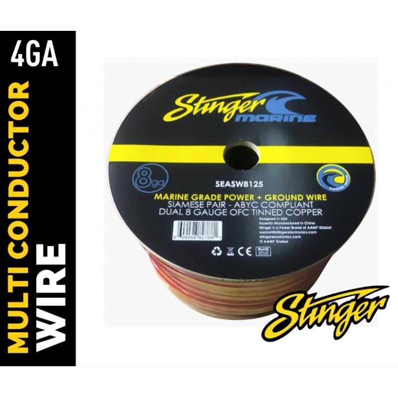 Stinger SEASW4125 4GA Marine-grade Amplifier Wire Spools 125FT