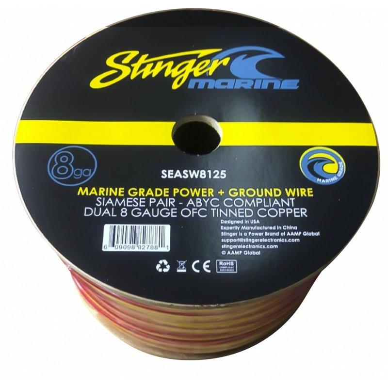 Stinger SEASW8125 8GA Marine-grade Amplifier Wire Spools 125FT