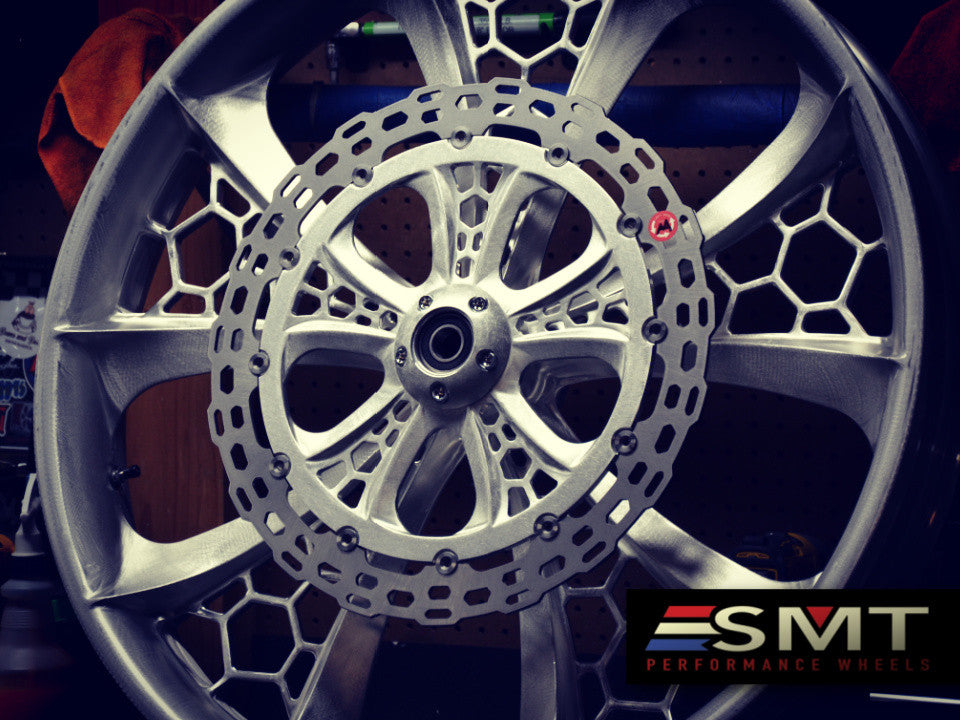 Raw Aluminum SMT 3D Hive Wheel with 18" Rotor/ HEX Breaking Surface