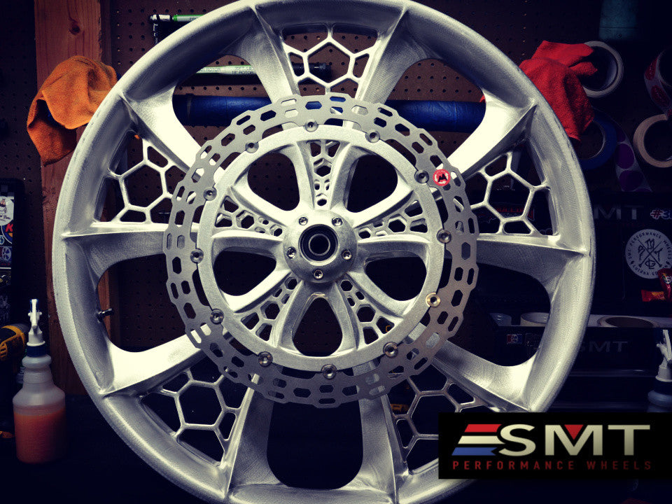 Raw Aluminum SMT 3D Hive Wheel with 18" Rotor/ HEX Breaking Surface