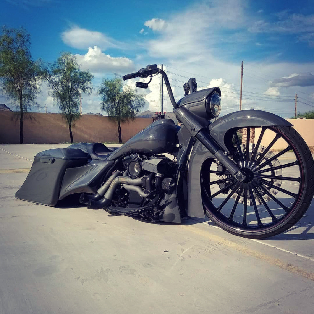 Straight Line Harley Touring Black Wheels