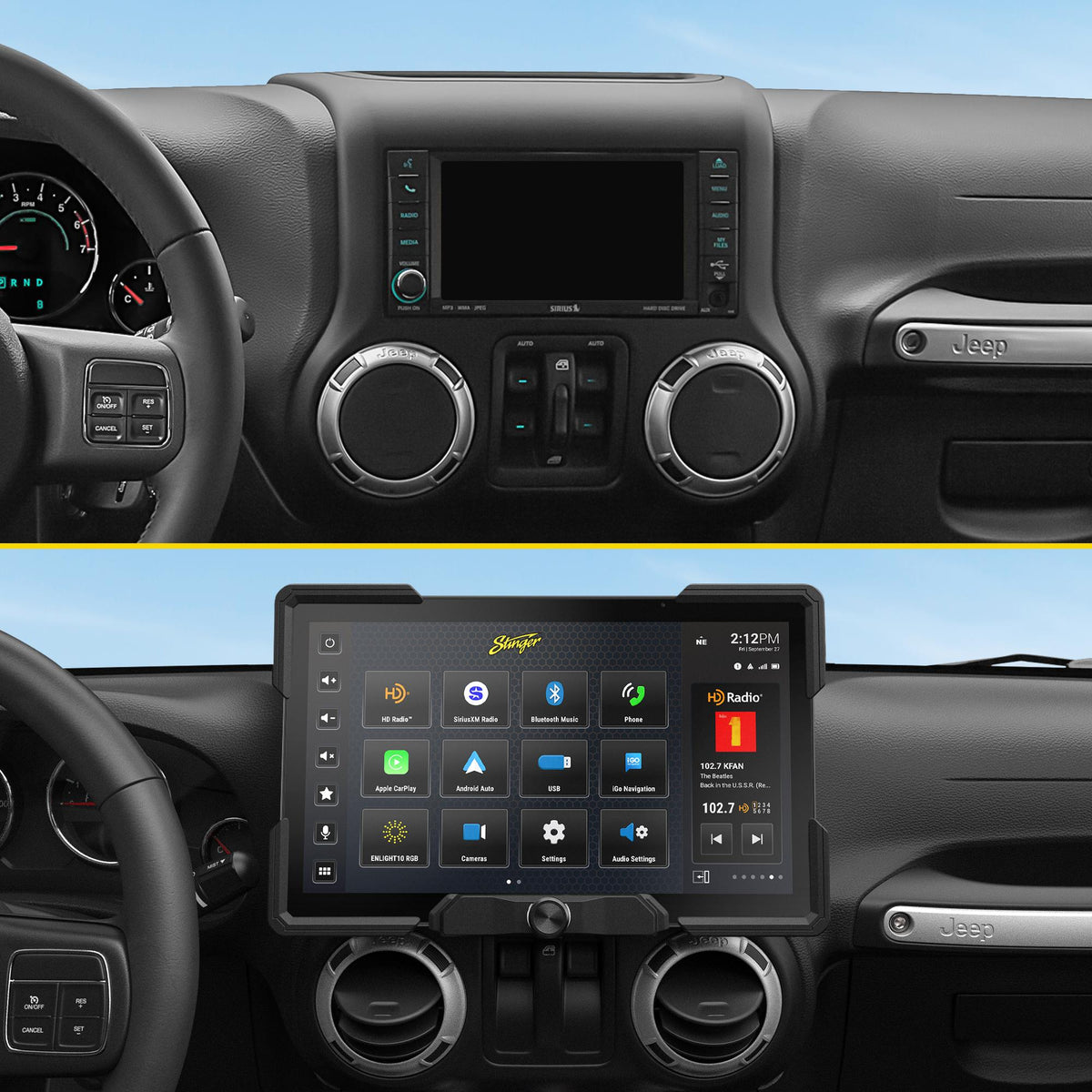 Stinger SRX-JK11128 IX212 HORIZON12 12.8" Media Receiver with Install & Integration Kit for Jeep Wrangler JK