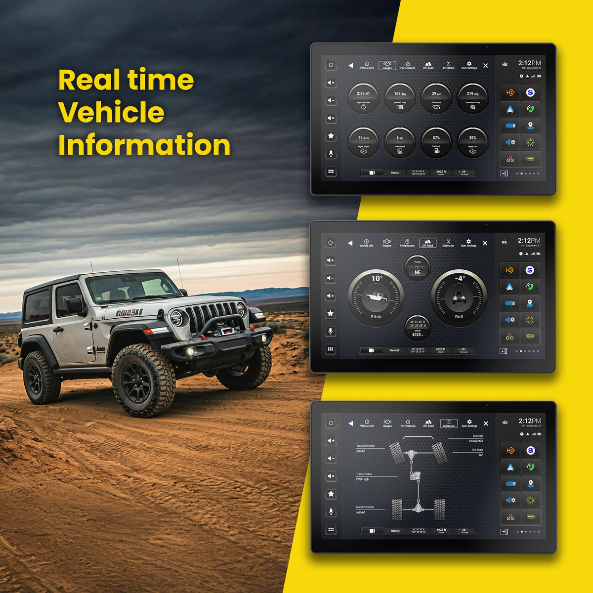 Stinger SRX-JW18128 IX212 HORIZON12 12.8" Media Receiver with Install & Integration Kit for Jeep Wrangler JL/Gladiator JT