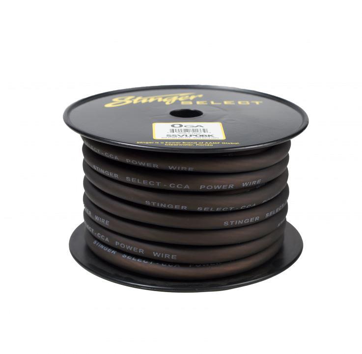Stinger SSVLP0BK Select 1/0 Gauge Black CCA Power Wire, 50 Ft.