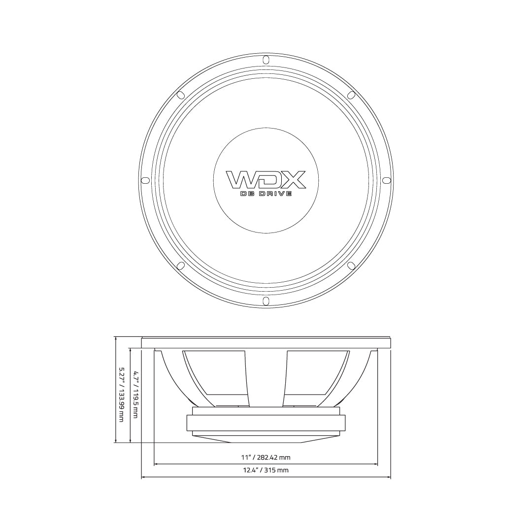 DB Drive WDX9MB12-8 : WDX9 Series 12" PRO Audio Midbass (8-Ohm)
