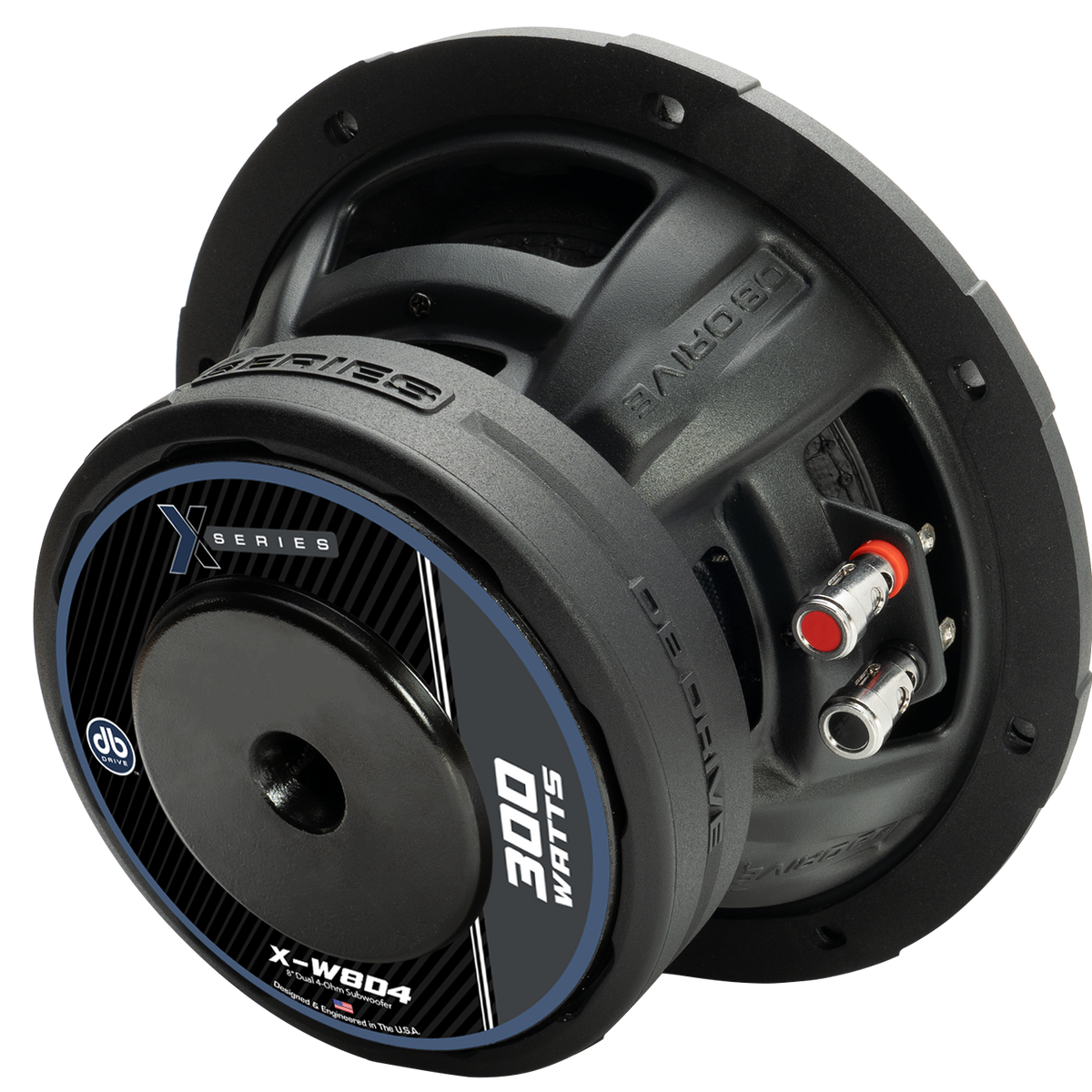 DB Drive PRO-KSUB2000 : 2-Dual 8” 4Ohm Subwoofers (X-W8D4), 1-Mono Amp (PRO1000.1D),1- 4Ga Amp Kit (XRK4MANL)