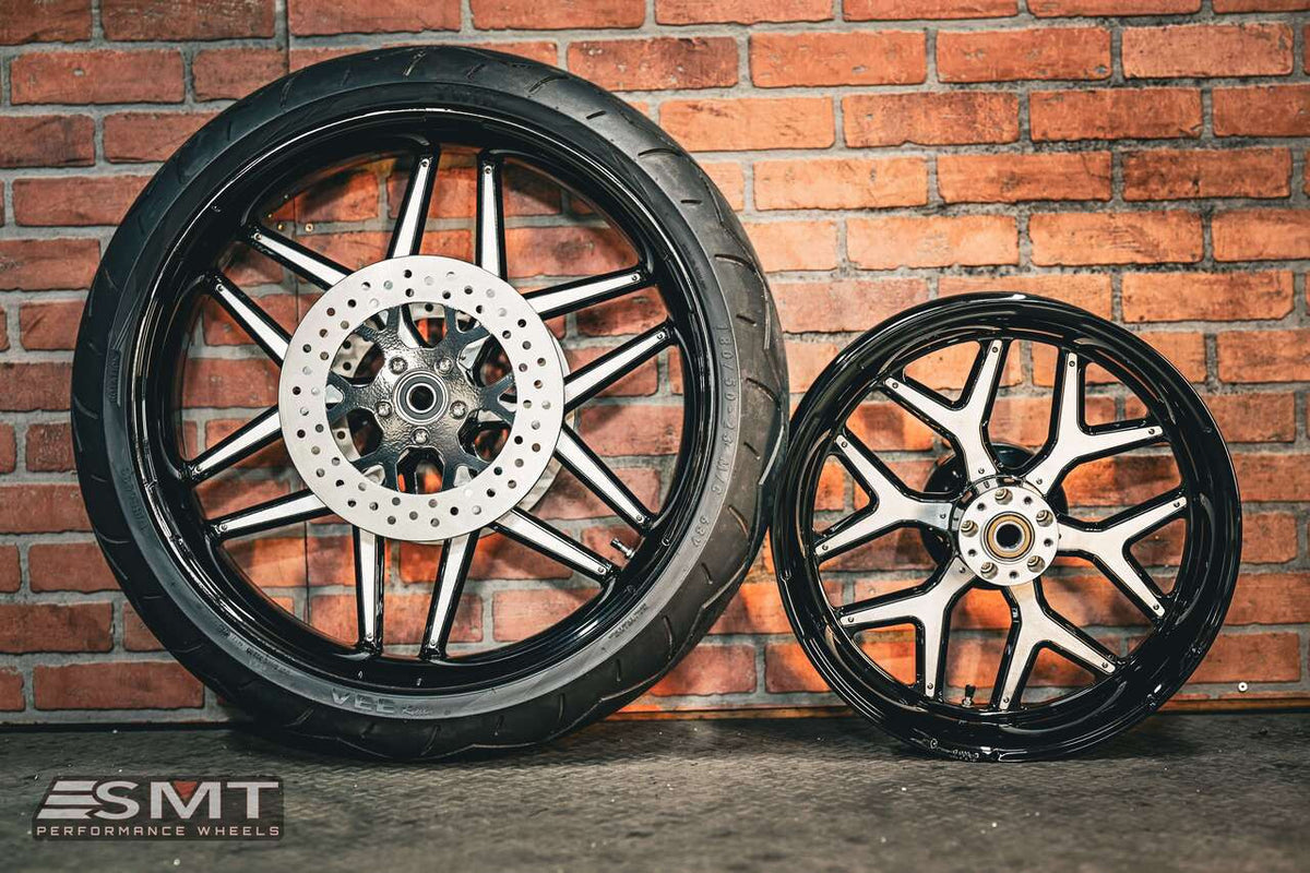 23x5.5" / 18X5.5" BLACK/RAW GT3 PAIR (2009-2023 HD TOURING)