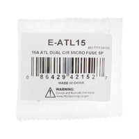 Install Bay 15 Amp Atl Dual Circuit Micro Fuses - 5 Pack - E-ATL15