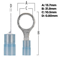 Install Bay Blue Nylon Ring Terminals 16-14 GA 3/8 inch - Package of 100 - BNRT38