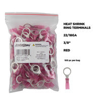 Install Bay Heat Shrink Red Ring Terminal 22-18 Gauge 3/8 inch - HSRRT38