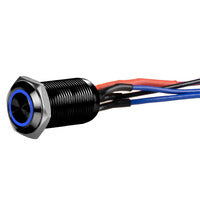 Install Bay Black 12MM Round Illuminated Latching Switch Blue Qty 2 - LB12B-2