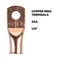 Install Bay Copper Uninsulated Ring Terminal 2 Gauge 1/4 inch - CUR214