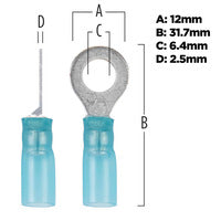 Install Bay Heat Shrink Blue Ring Terminal 16-14 Gauge 1/4 inch - HSBRT14