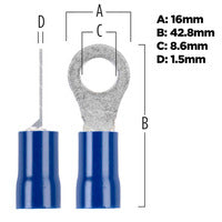 Install Bay Blue Vinyl Ring Terminal 6 Gauge 5/16 inch - Package of 25 - BVRT6516