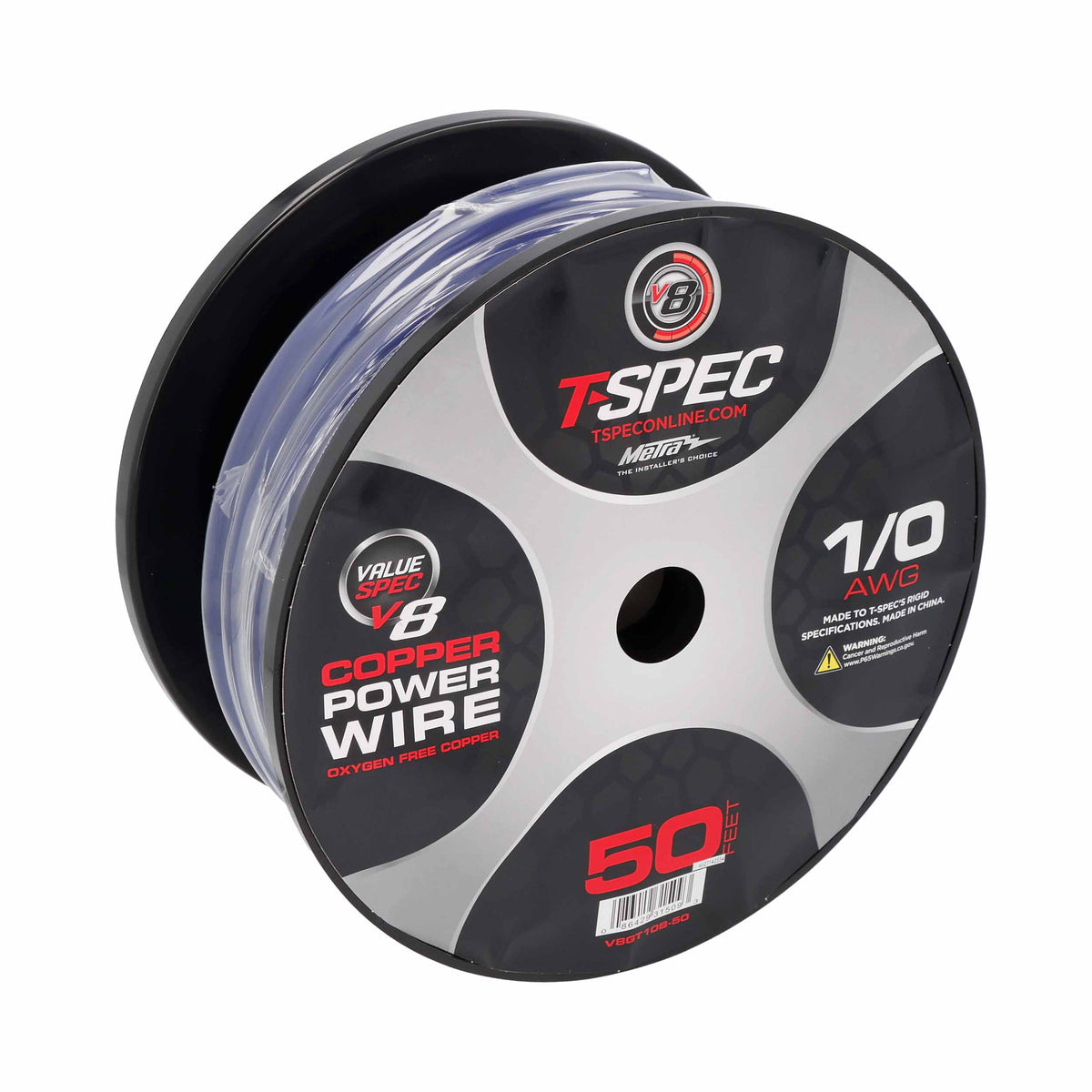T-Spec V8GT OFC Power Wire | 1/0 AWG | 50 ft. | Blue - V8GT10B-50