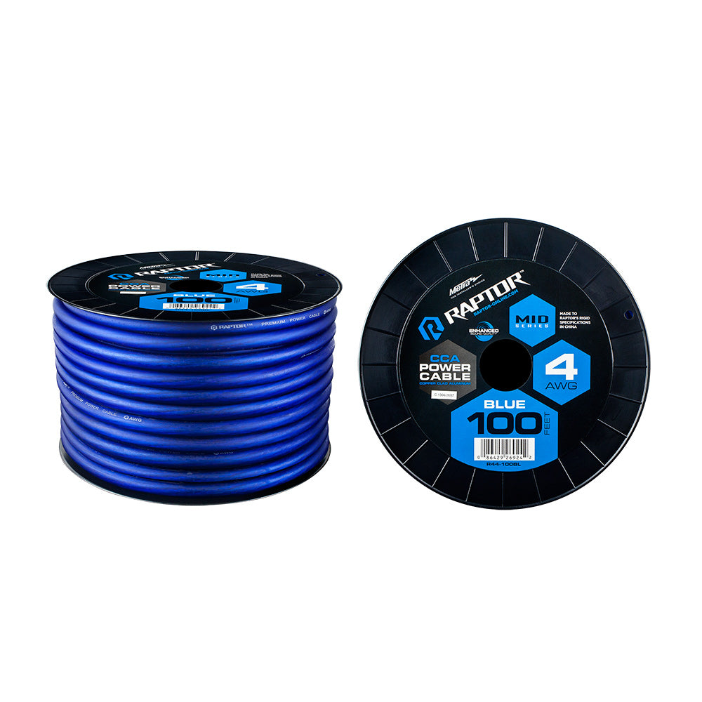Raptor R4 Mid Series CCA Power Cable | 4 AWG | 100 ft. | Blue - R4BL4-100